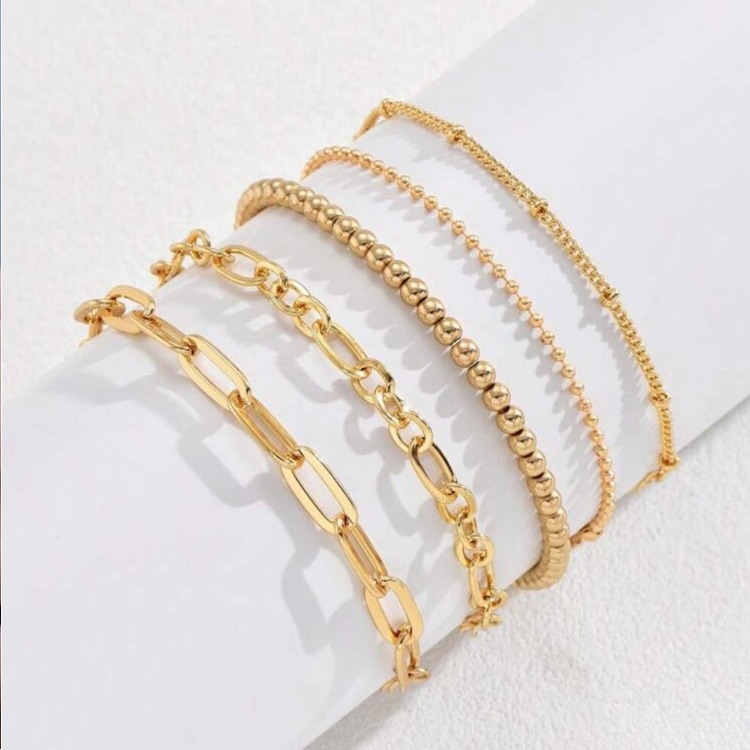 New 18k Gold Plated Bracelet Stack Set 49$
